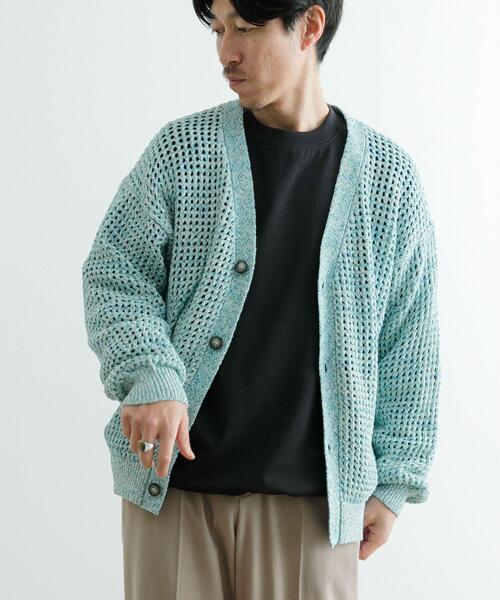 ITEMS URBANRESEARCH（アイテムズ アーバンリサーチ）の「テープヤーン Vネック ニットカーディガン（カーディガン/ボレロ・メンズ・ブルー/ナチュラル・LARGE/MEDIUM）」の11枚目の写真