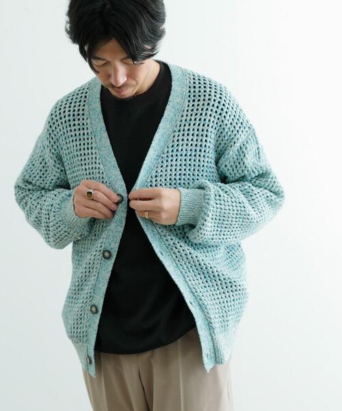 ITEMS URBANRESEARCH（アイテムズ アーバンリサーチ）の「テープヤーン Vネック ニットカーディガン（カーディガン/ボレロ・メンズ・ブルー/ナチュラル・LARGE/MEDIUM）」の12枚目の写真