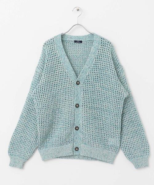 ITEMS URBANRESEARCH（アイテムズ アーバンリサーチ）の「テープヤーン Vネック ニットカーディガン（カーディガン/ボレロ・メンズ・ブルー/ナチュラル・LARGE/MEDIUM）」の16枚目の写真