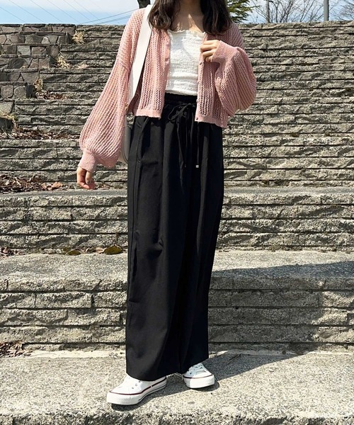 GeeRA（ジーラ）の「【全骨格◎/体型拾わず美脚見え/低身長サイズ有】上品見え！ダブルタックワイドイージーパンツ　無地/ストライプ/ドット（その他パンツ・レディース・ブラック/ベージュ/ライトベージュ/チャコール/ネイビー/ライトグレー/ブラウン/グレー系その他/ブラック系その他・SMALL/MEDIUM/LARGE/X-LARGE/XX-LARGE）」の18枚目の写真