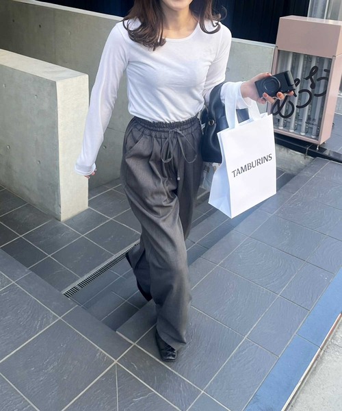 GeeRA（ジーラ）の「【全骨格◎/体型拾わず美脚見え/低身長サイズ有】上品見え！ダブルタックワイドイージーパンツ　無地/ストライプ/ドット（その他パンツ・レディース・ブラック/ベージュ/ライトベージュ/チャコール/ネイビー/ライトグレー/ブラウン/グレー系その他/ブラック系その他・SMALL/MEDIUM/LARGE/X-LARGE/XX-LARGE）」の22枚目の写真