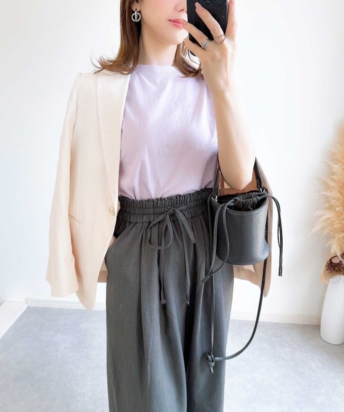 GeeRA（ジーラ）の「【全骨格◎/体型拾わず美脚見え/低身長サイズ有】上品見え！ダブルタックワイドイージーパンツ　無地/ストライプ/ドット（その他パンツ・レディース・ブラック/ベージュ/ライトベージュ/チャコール/ネイビー/ライトグレー/ブラウン/グレー系その他/ブラック系その他・SMALL/MEDIUM/LARGE/X-LARGE/XX-LARGE）」の21枚目の写真