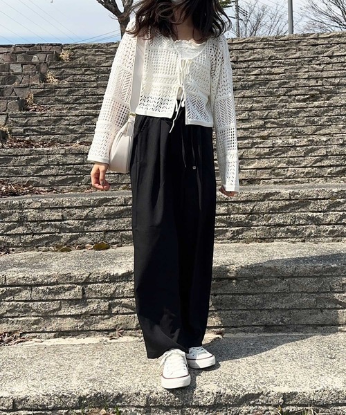 GeeRA（ジーラ）の「【全骨格◎/体型拾わず美脚見え/低身長サイズ有】上品見え！ダブルタックワイドイージーパンツ　無地/ストライプ/ドット（その他パンツ・レディース・ブラック/ベージュ/ライトベージュ/チャコール/ネイビー/ライトグレー/ブラウン/グレー系その他/ブラック系その他・SMALL/MEDIUM/LARGE/X-LARGE/XX-LARGE）」の17枚目の写真