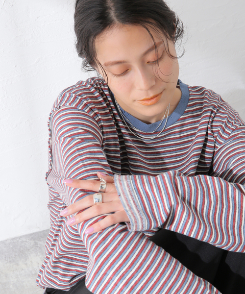 PROVOKE (プロヴォーク)の「【PROVOKE/プロヴォーク】maulti border L/S Tee:カットソー(Tシャツ/カットソー・レディース・オレンジ/ブルー・FREE)」の1枚目の写真