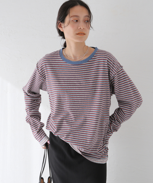 PROVOKE (プロヴォーク)の「【PROVOKE/プロヴォーク】maulti border L/S Tee:カットソー(Tシャツ/カットソー・レディース・オレンジ/ブルー・FREE)」の3枚目の写真