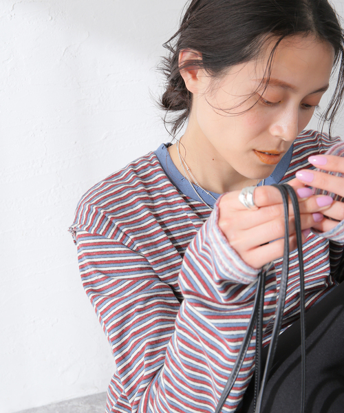 PROVOKE (プロヴォーク)の「【PROVOKE/プロヴォーク】maulti border L/S Tee:カットソー(Tシャツ/カットソー・レディース・オレンジ/ブルー・FREE)」の4枚目の写真