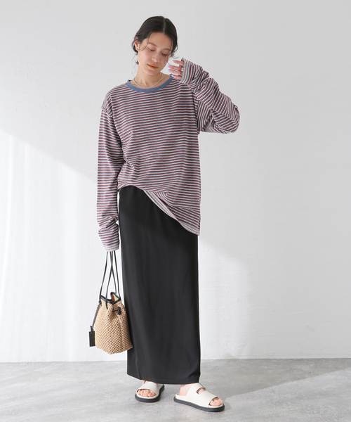 PROVOKE (プロヴォーク)の「【PROVOKE/プロヴォーク】maulti border L/S Tee:カットソー(Tシャツ/カットソー・レディース・オレンジ/ブルー・FREE)」の6枚目の写真