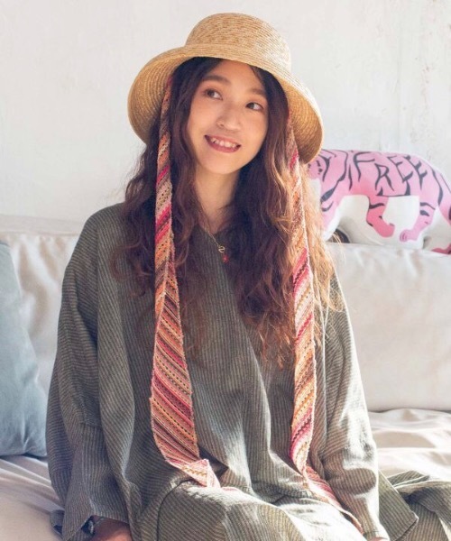 チャイハネ（チャイハネ）の「【チャイハネ】シュナロングリボンハット（ハット・レディース・ベージュ/ブラウン・FREE）」の3枚目の写真