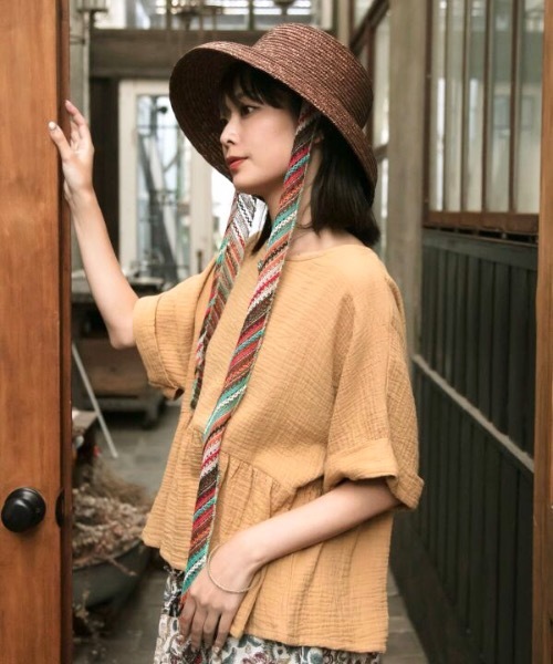 チャイハネ（チャイハネ）の「【チャイハネ】シュナロングリボンハット（ハット・レディース・ベージュ/ブラウン・FREE）」の7枚目の写真