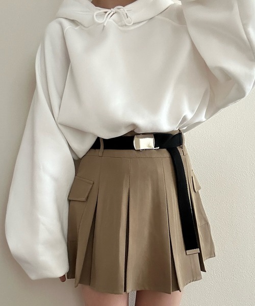 Cham.(チャム)の「ポケットプリーツミニスカート(スカート・レディース・グレー/ブラック/ベージュ・F/S/L/M)」の9枚目の写真