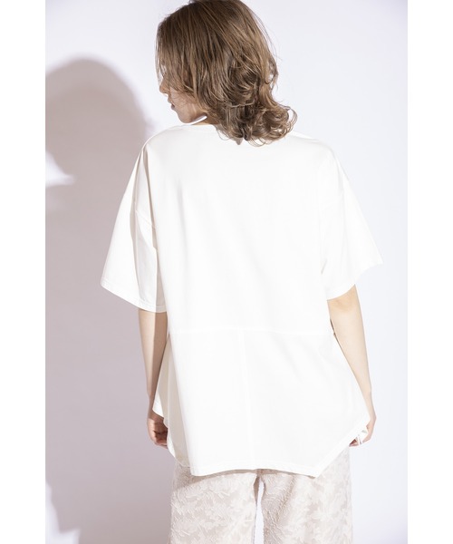 OSMOSIS（オズモーシス）の「イレギュラーヘムTシャツ（Tシャツ/カットソー・レディース・グレー/ブラック/ホワイト/キャメル・ONE SIZE）」の11枚目の写真