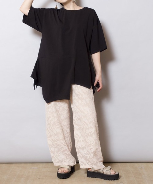 OSMOSIS（オズモーシス）の「イレギュラーヘムTシャツ（Tシャツ/カットソー・レディース・グレー/ブラック/ホワイト/キャメル・ONE SIZE）」の17枚目の写真