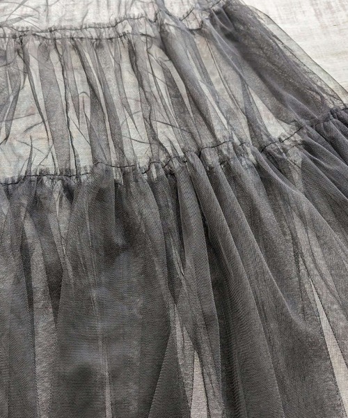 Dalfwin(ダールフィン)の「韓国ファッション ティアードチュールロングスカート(スカート・レディース・ブラック/アイボリー・FREE)」の16枚目の写真
