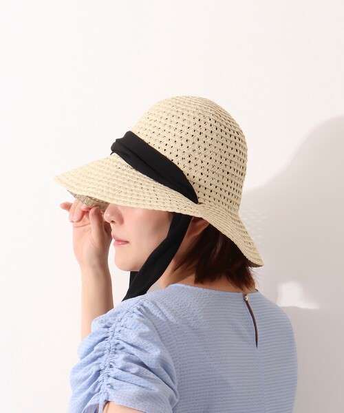 NOLLEY’S Sophi（ノーリーズソフィ）の「スカシブレードダウンハット（ハット・レディース・ブラック/ベージュ・FREE）」の2枚目の写真