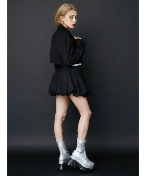 EVRIS（エヴリス）の「バルーンミニスカート（スカート・レディース・グレー/ブラック・MEDIUM/SMALL）」の5枚目の写真