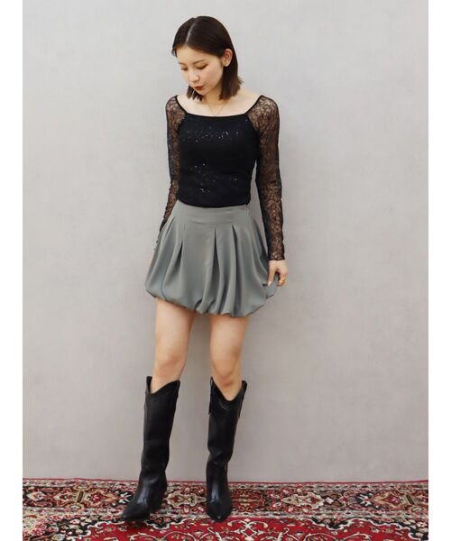 EVRIS（エヴリス）の「バルーンミニスカート（スカート・レディース・グレー/ブラック・MEDIUM/SMALL）」の15枚目の写真