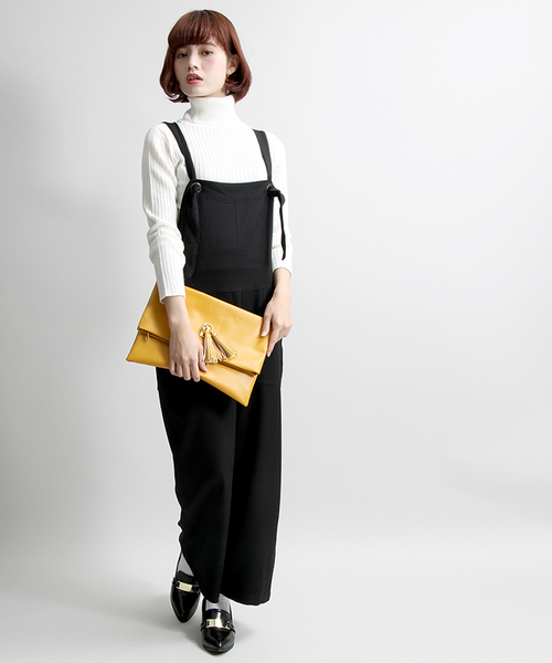 WEGO（ウィゴー）の「WEGO/ワイドオールインワン（つなぎ/オールインワン・レディース・ブラック/カーキ・FREE）」の2枚目の写真