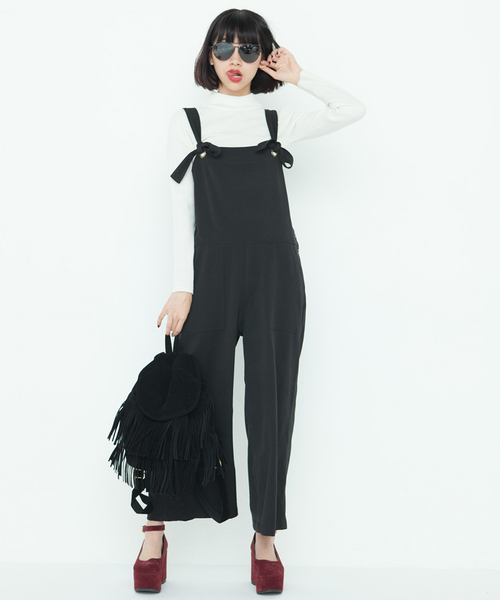 WEGO（ウィゴー）の「WEGO/ワイドオールインワン（つなぎ/オールインワン・レディース・ブラック/カーキ・FREE）」の9枚目の写真