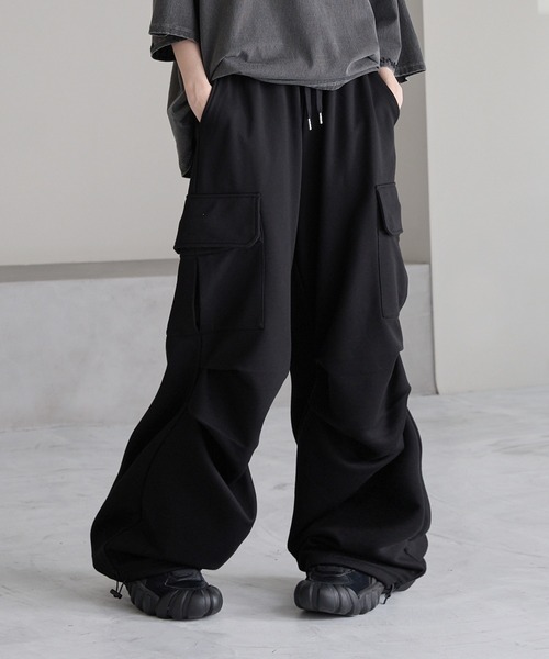 CIASENSE（シアセンス）の「ドローコードワイドスウェットカーゴパンツ/Drawcord wide sweat cargo pants（スウェットパンツ・メンズ・グレー/ブラック・S/L/M）」の14枚目の写真