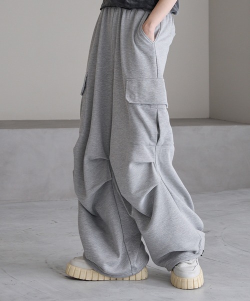 ★ノルディ★Women's Wide Sweat Pants★ワイドスウェットパンツ ドローコードワイドスウェットカーゴパンツ/Drawcord wide sweat