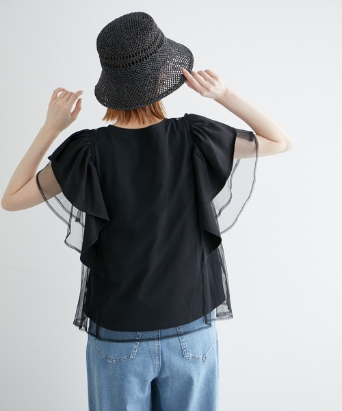 ROPE' PICNIC(ロペピクニック)の「新色追加/チュールフリルトップス(Tシャツ/カットソー・レディース・ブラック/ブルー系その他5/ホワイト/ライトグレー/ピンク系その他2/サックスブルー・38)」の13枚目の写真