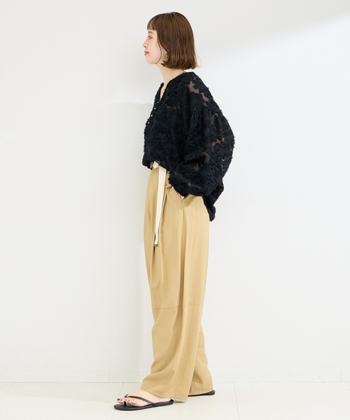 B.C STOCK(ベーセーストック)の「《追加》パフスリーブジャガードブラウス(シャツ/ブラウス・レディース・ブラック/アイボリー・FREE)」の19枚目の写真