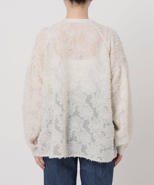 B.C STOCK(ベーセーストック)の「《追加》パフスリーブジャガードブラウス(シャツ/ブラウス・レディース・ブラック/アイボリー・FREE)」の5枚目の写真
