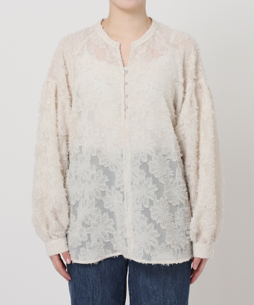 B.C STOCK(ベーセーストック)の「《追加》パフスリーブジャガードブラウス(シャツ/ブラウス・レディース・ブラック/アイボリー・FREE)」の14枚目の写真