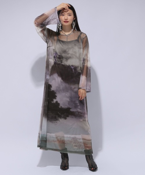 HARE（ハレ）の「ヴィンテージシアーワンピース(HARE)（ワンピース・レディース・ブラック/マルチ・FREE）」の3枚目の写真