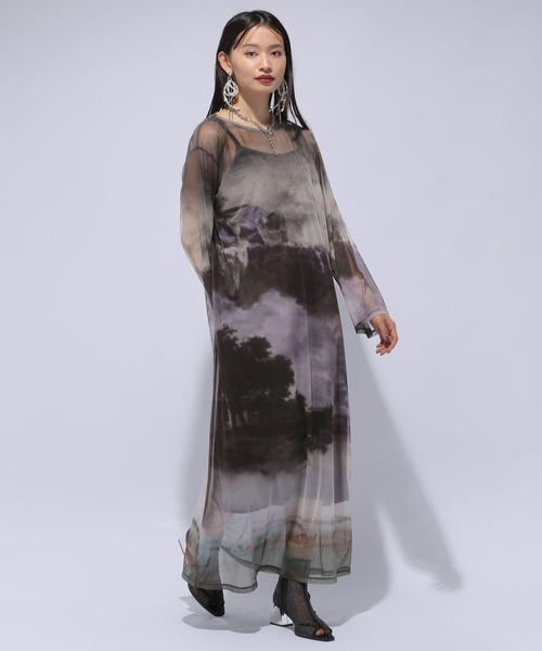 HARE（ハレ）の「ヴィンテージシアーワンピース(HARE)（ワンピース・レディース・ブラック/マルチ・FREE）」の5枚目の写真