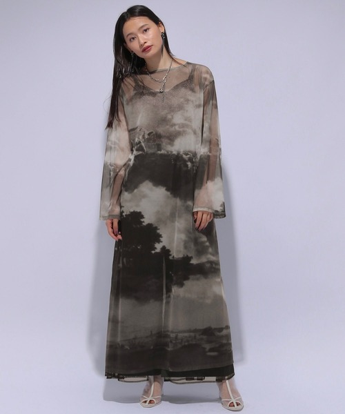 HARE（ハレ）の「ヴィンテージシアーワンピース(HARE)（ワンピース・レディース・ブラック/マルチ・FREE）」の7枚目の写真