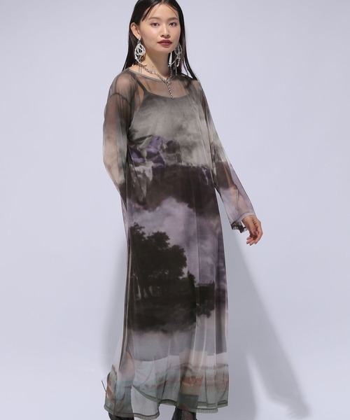 HARE（ハレ）の「ヴィンテージシアーワンピース(HARE)（ワンピース・レディース・ブラック/マルチ・FREE）」の8枚目の写真