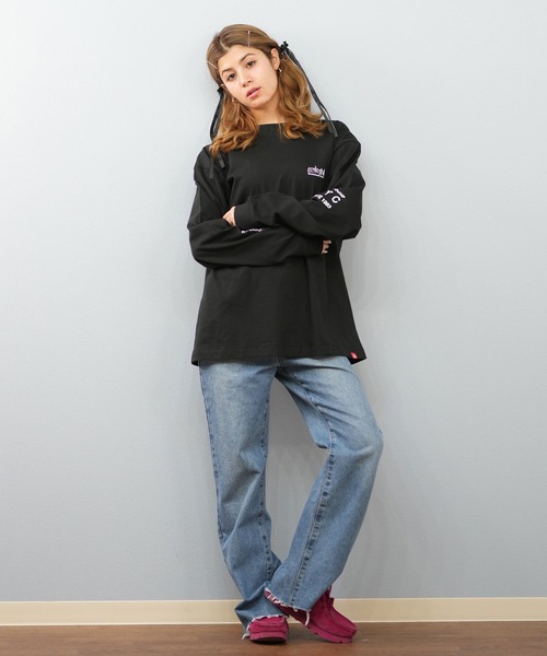 Manhattan Portage（マンハッタンポーテージ）の「Manhattan Portage/マンハッタンポーテージ ロンT LOGO MP-M580（Tシャツ/カットソー・レディース・ブラック×ホワイト/ホワイト×ブルー/ホワイト×ブラック/ライトグレー/ダークブルー・M/L/XL/S）」の14枚目の写真