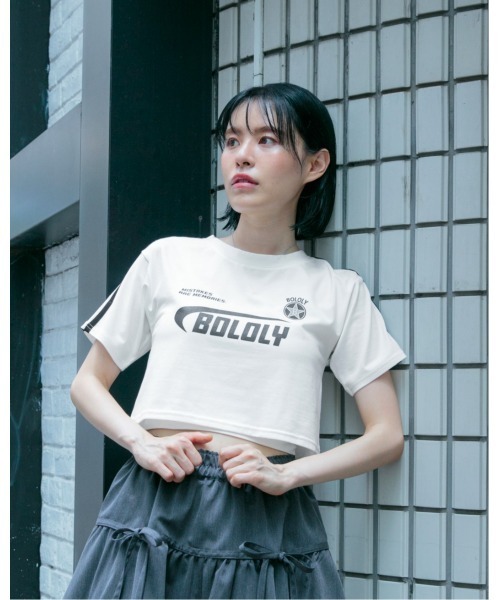 3.3 Field Trip （3.3フィールドトリップ）の「3.3 Field Trip／ラインロゴクロップT（Tシャツ/カットソー・レディース・ネイビー/ブラック/ホワイト・FREE）」の2枚目の写真