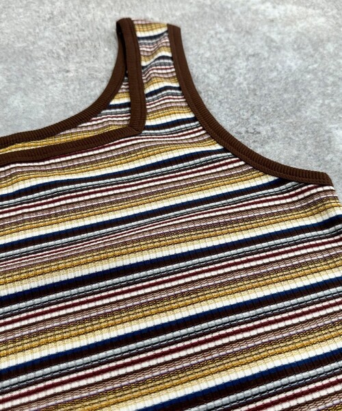 fredy emue（フレディエミュ）の「ラメテレコ/ボーダー２WAY タンクトップ（タンクトップ・レディース・アイボリー/ブラウン系その他/ブラック/ライトグレー/ブラック系その他・38）」の8枚目の写真