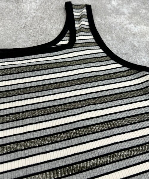 fredy emue（フレディエミュ）の「ラメテレコ/ボーダー２WAY タンクトップ（タンクトップ・レディース・アイボリー/ブラウン系その他/ブラック/ライトグレー/ブラック系その他・38）」の13枚目の写真