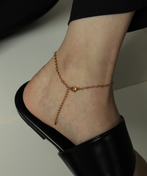 ORLEAN（オルレアン）の「金属アレルギー対応 ハートチェーンアンクレット サージカルステンレス（アンクレット・レディース・ゴールド/シルバー・フリー）」の10枚目の写真