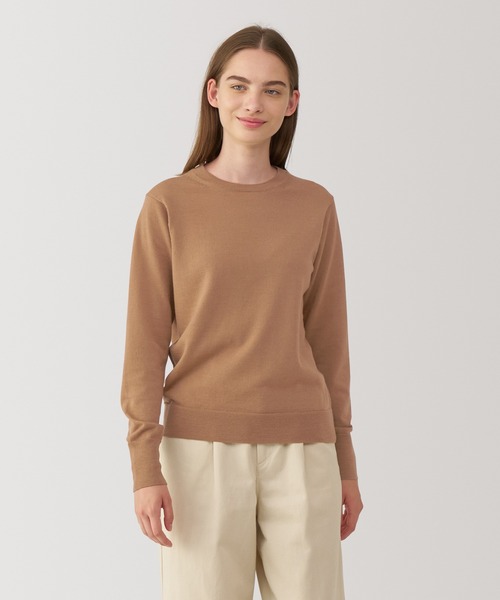 無印良品（ムジルシリョウヒン）の「婦人　洗えるウールハイゲージクルーネックセーター（ニット/セーター・レディース・グレー/ブルー/キャメル/バーガンディー/ライトグリーン・M/L/XL/S）」の4枚目の写真