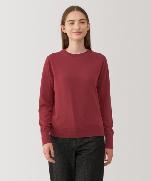 無印良品（ムジルシリョウヒン）の「婦人　洗えるウールハイゲージクルーネックセーター（ニット/セーター・レディース・グレー/ブルー/キャメル/バーガンディー/ライトグリーン・M/L/XL/S）」の5枚目の写真