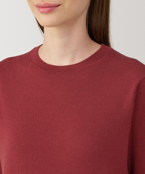 無印良品（ムジルシリョウヒン）の「婦人　洗えるウールハイゲージクルーネックセーター（ニット/セーター・レディース・グレー/ブルー/キャメル/バーガンディー/ライトグリーン・M/L/XL/S）」の14枚目の写真