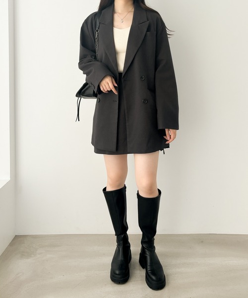 ごう Heather セットアップ テーラードジャケット＆プリーツラップミニ