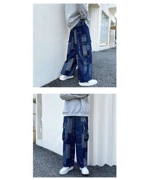 パッチワーク　ビンテージ　パンツ DEVICE（デバイス）の「ルーズシルエット ヴィンテージデザイン