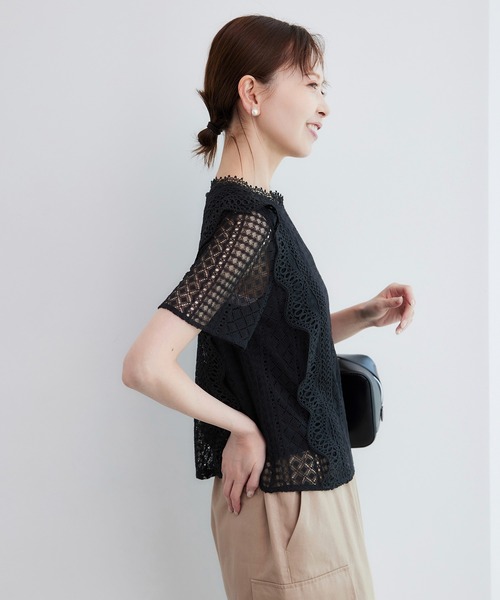 ROPE' PICNIC(ロペピクニック)の「ショート丈レースブラウス(シャツ/ブラウス・レディース・オフホワイト/ブラック・38)」の5枚目の写真
