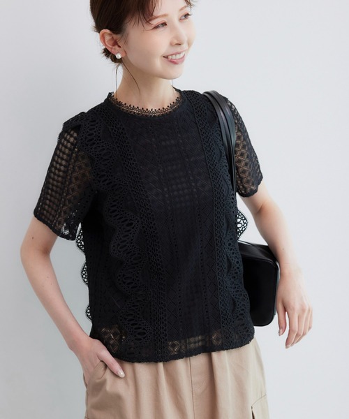 ROPE' PICNIC(ロペピクニック)の「ショート丈レースブラウス(シャツ/ブラウス・レディース・オフホワイト/ブラック・38)」の7枚目の写真