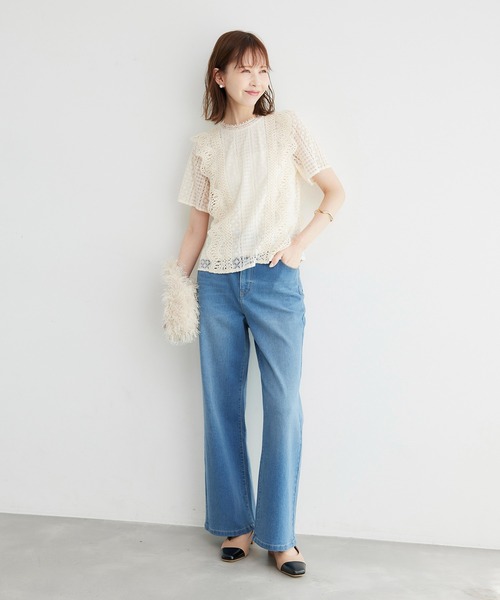 ROPE' PICNIC(ロペピクニック)の「ショート丈レースブラウス(シャツ/ブラウス・レディース・オフホワイト/ブラック・38)」の9枚目の写真
