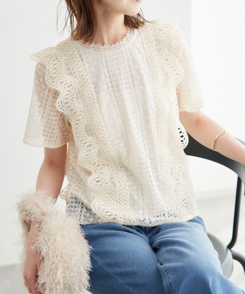 ROPE' PICNIC(ロペピクニック)の「ショート丈レースブラウス(シャツ/ブラウス・レディース・オフホワイト/ブラック・38)」の13枚目の写真