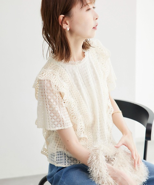 ROPE' PICNIC(ロペピクニック)の「ショート丈レースブラウス(シャツ/ブラウス・レディース・オフホワイト/ブラック・38)」の14枚目の写真