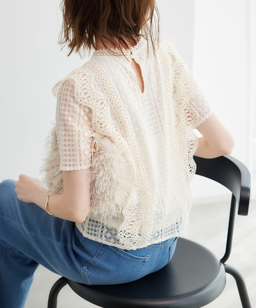 ROPE' PICNIC(ロペピクニック)の「ショート丈レースブラウス(シャツ/ブラウス・レディース・オフホワイト/ブラック・38)」の15枚目の写真