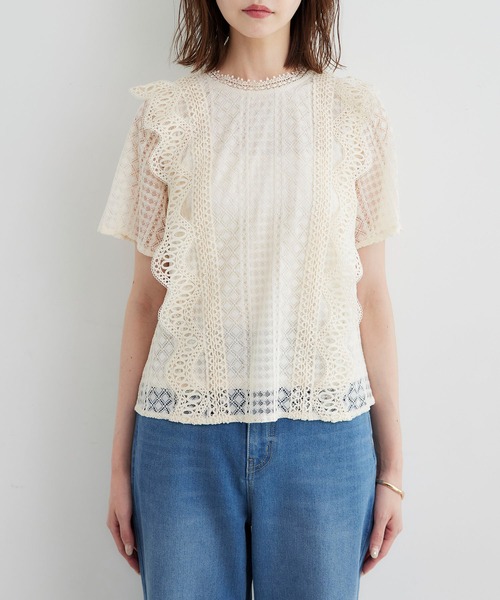 ROPE' PICNIC(ロペピクニック)の「ショート丈レースブラウス(シャツ/ブラウス・レディース・オフホワイト/ブラック・38)」の16枚目の写真