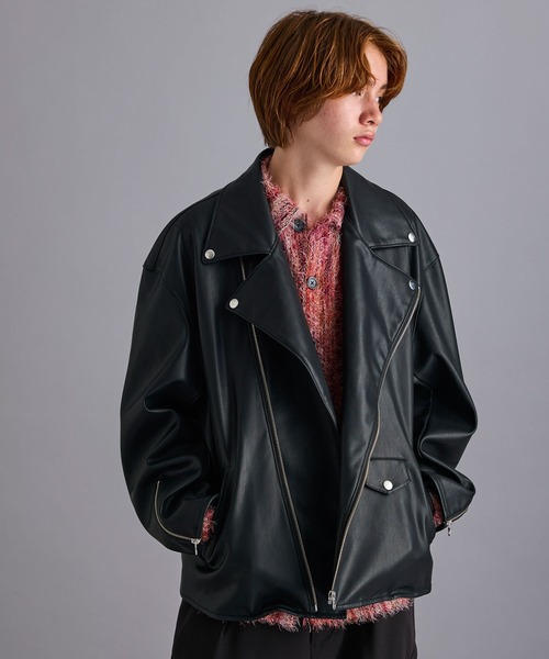 【SINSS】ルーズシンセンティックレザーブルゾン Black SINSS】ルーズシンセンティックレザーブルゾン Black メンズ